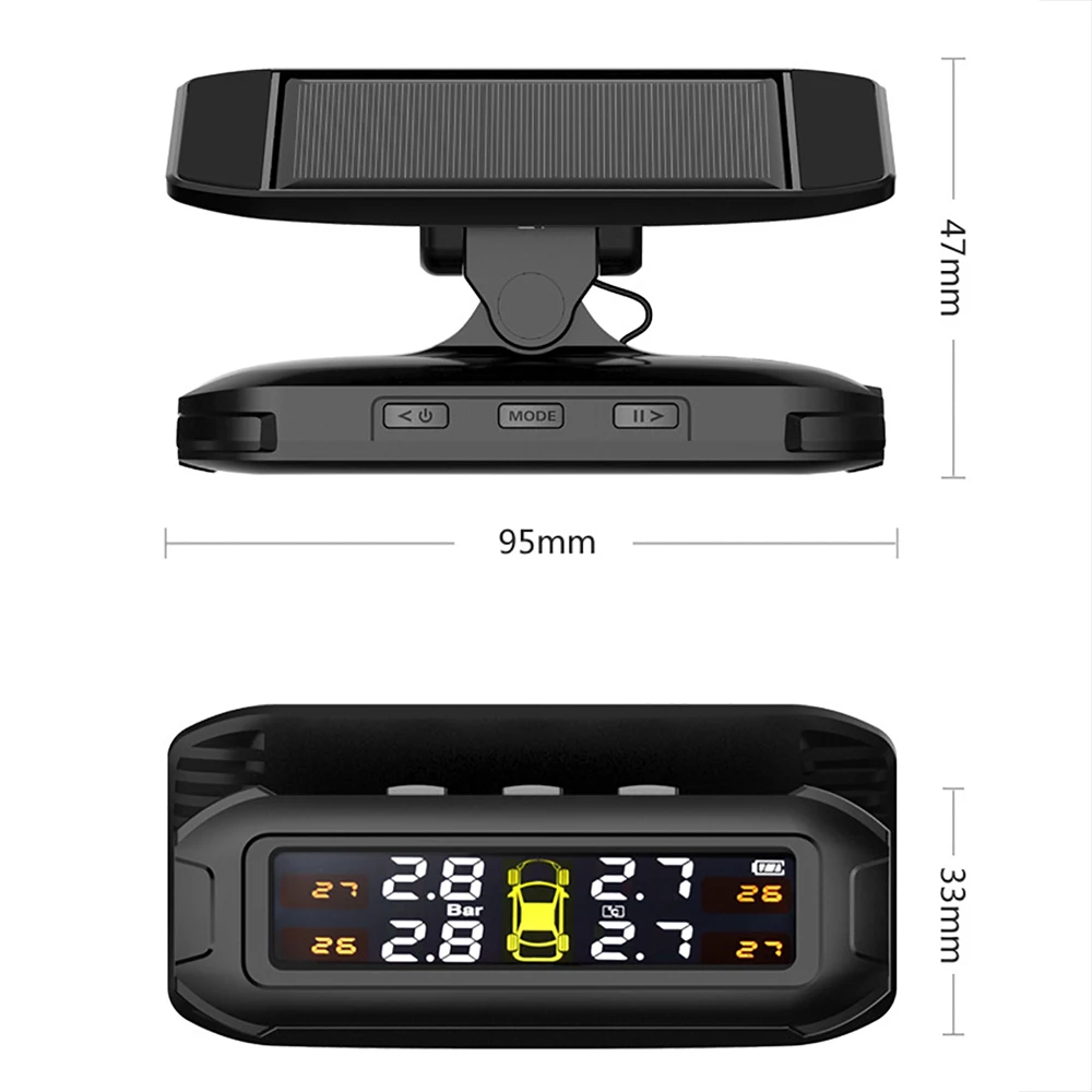 Sistema TPMS Solar com 4 Sensores Monitor de Pressão Pneu Carro - Imagem 6