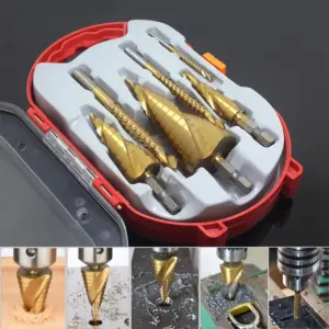 conjunto brocas escalonadas titânio