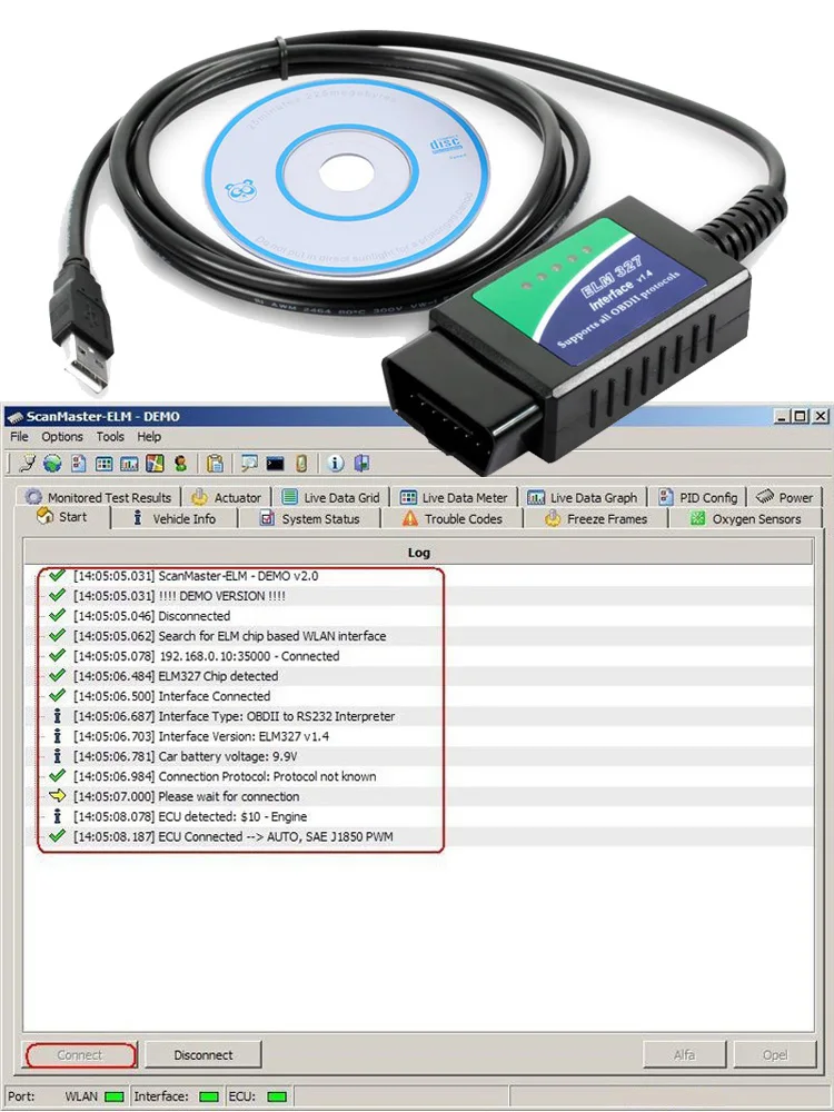 Cabo diagnóstico USB ELM327 v1.4 OBD2 chip FT232RL 25K80 - Imagem 3