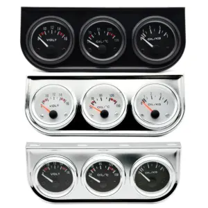 kit medidor triplo 52mm pressão óleo voltagem temperatura