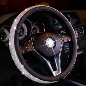 capa volante carro couro strass 38cm bege