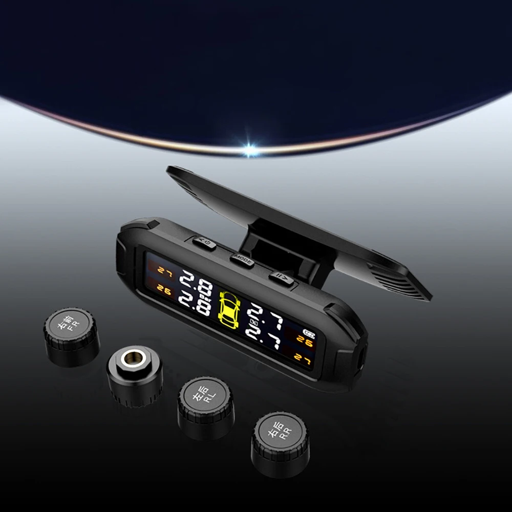 Sistema TPMS Solar com 4 Sensores Monitor de Pressão Pneu Carro - Imagem 2