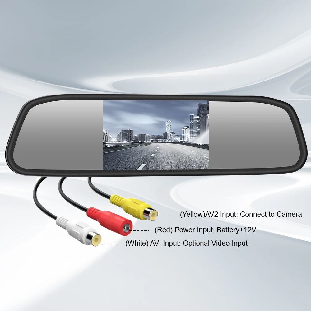 Monitor retrovisor 4.3 polegadas TFT LCD universal 12V-24V - Imagem 3