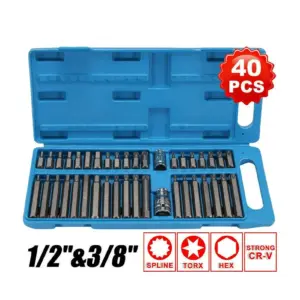 jogo de soquetes spline hex torx 40 peças