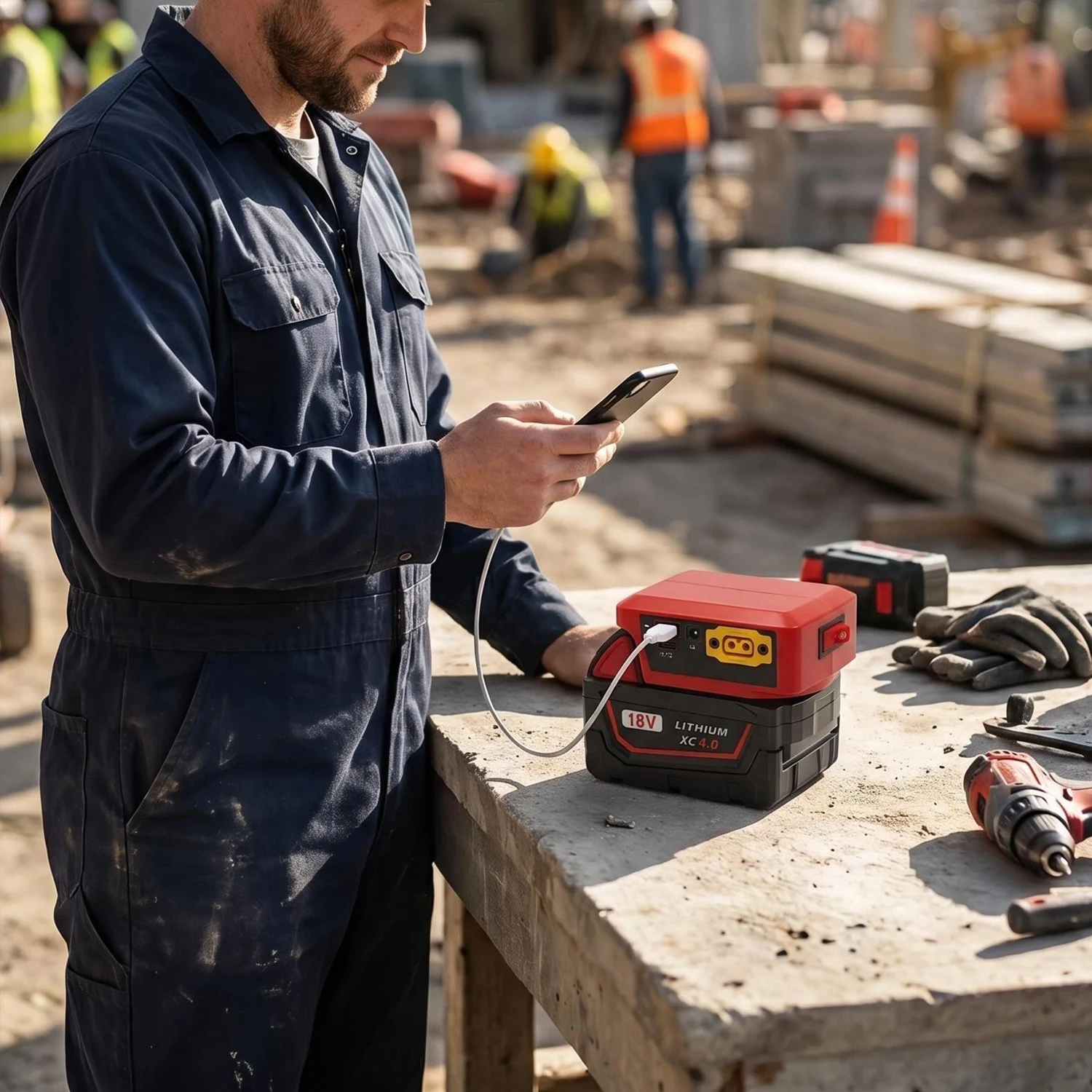 Adaptador de bateria Makita DeWalt Milwaukee com display digital - Imagem 6