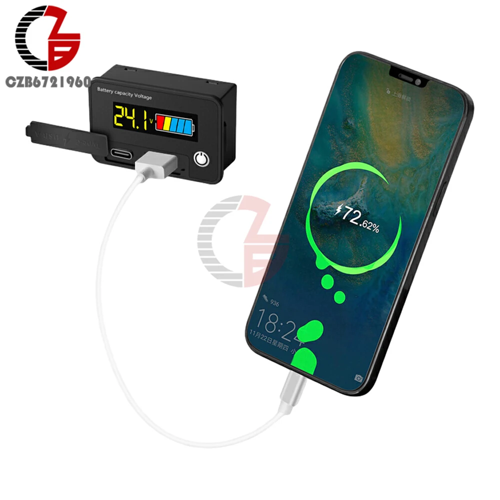 Voltímetro Digital LCD 8-30V com USB e Type-C - Imagem 2