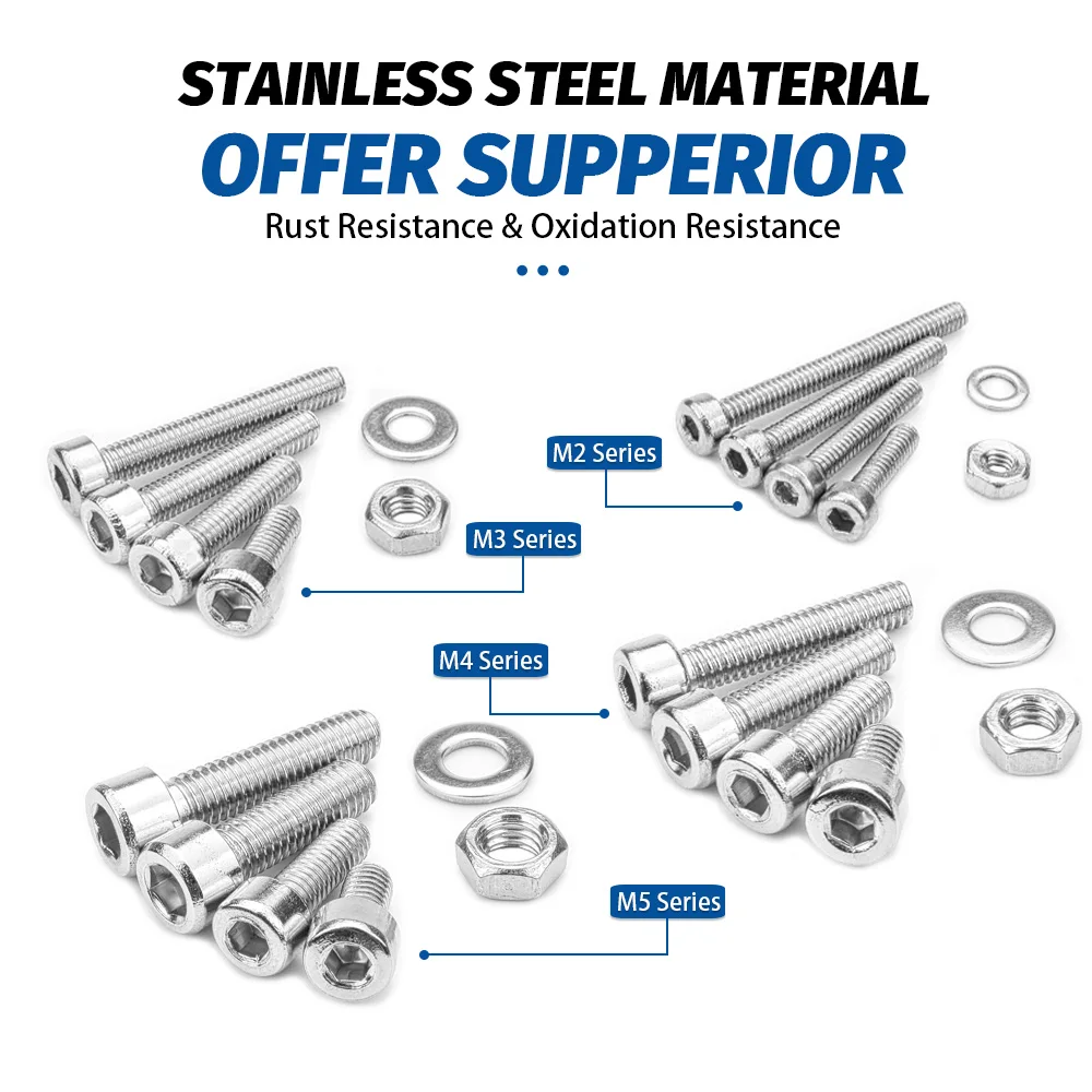 Kit 880 Peças Parafuso Porca Arruela Inox M2 M3 M4 M5 - Imagem 4