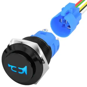 botão buzina 12v 16mm momentâneo