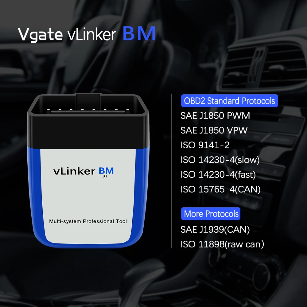 Scanner Automotivo Vgate vLinker BM+ OBD2 Bluetooth - Imagem 2