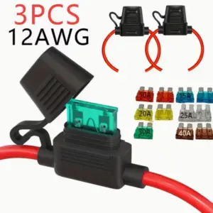 porta fusível em linha 12AWG 12V