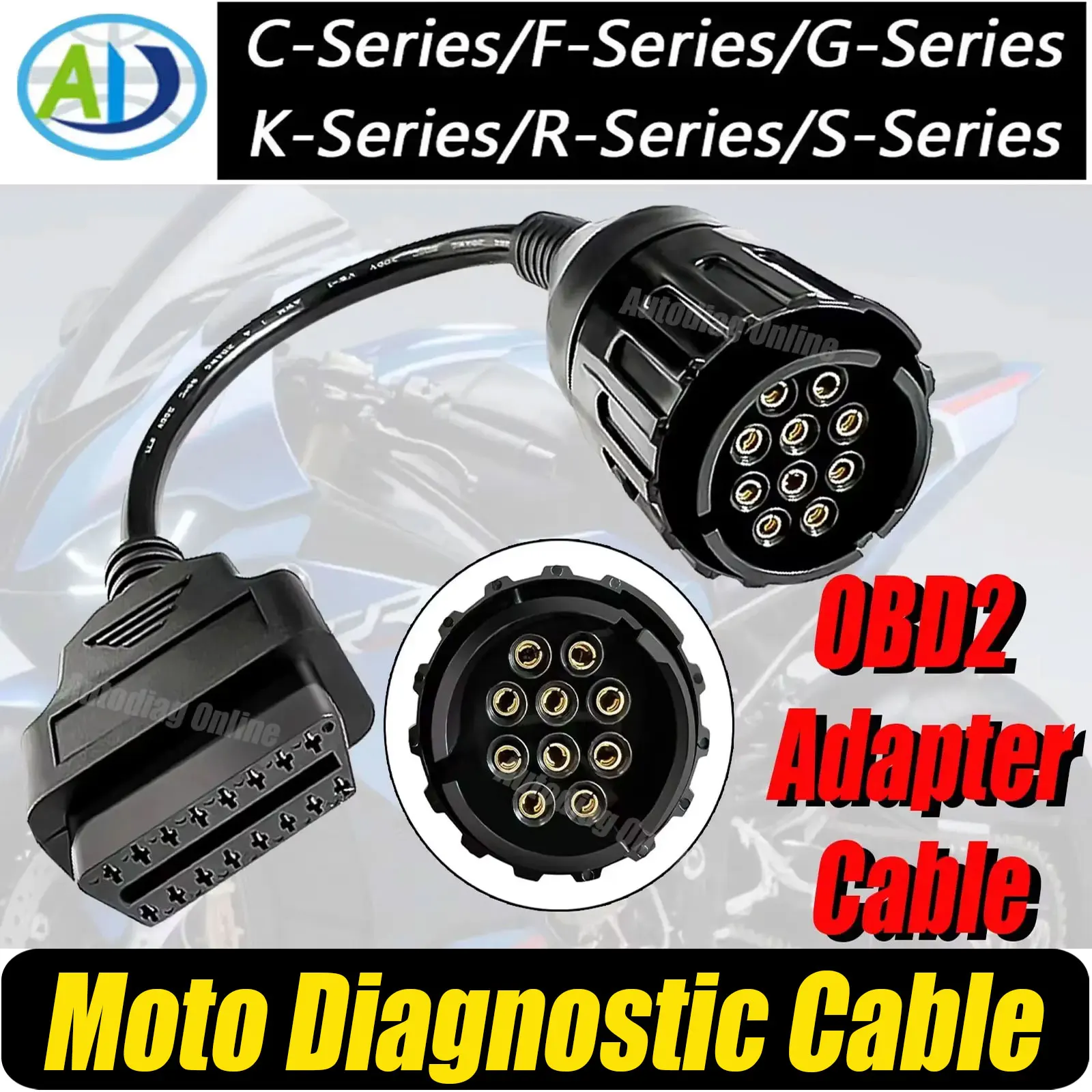 cabo adaptador obd2 10 pinos para 16 pinos