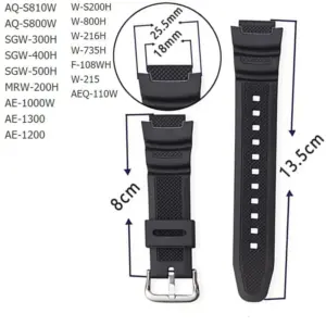 pulseira borracha 18mm casio aq-s810w