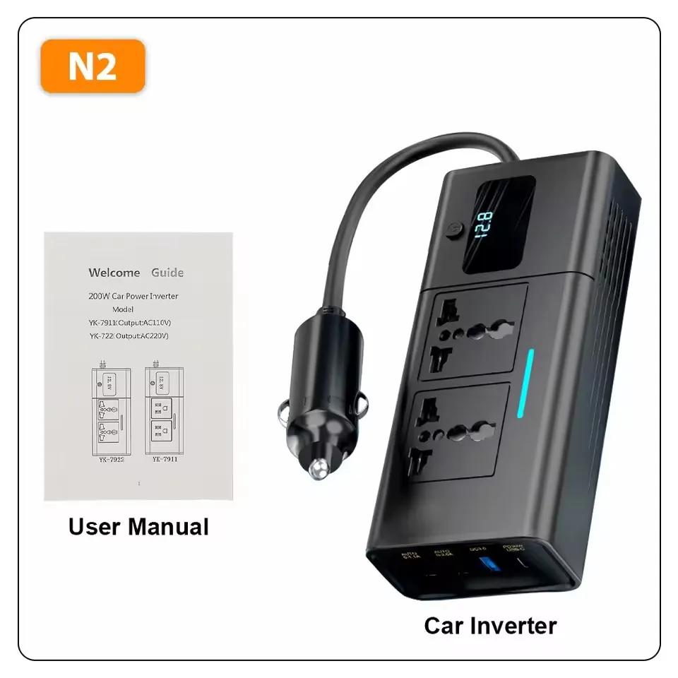 Inversor automotivo 200W 12V para 220V com USB QC3.0 e PD - Imagem 6