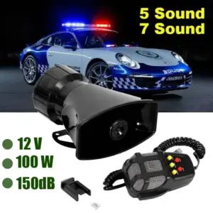 buzina sirene carro 12v 100w com microfone