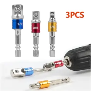 kit 3 adaptadores soquete broca haste hexagonal