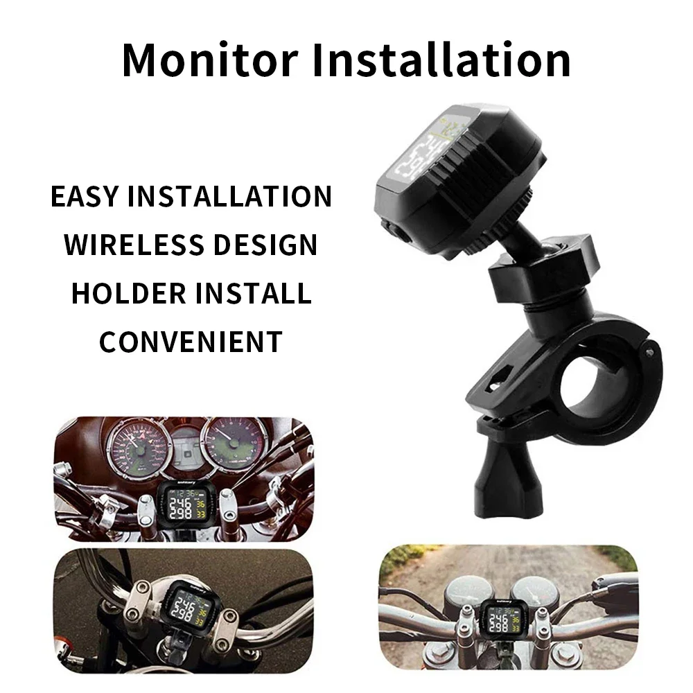 Sistema TPMS Motocicleta Alarme Pneu 2 Sensores Externos - Imagem 4