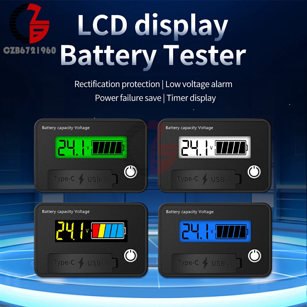 Voltímetro Digital LCD 8-30V com USB e Type-C - Imagem 3