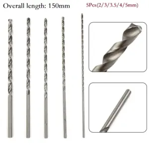 Kit 4 Brocas HSS Extra Longas 150mm para Madeira Alumínio Plástico