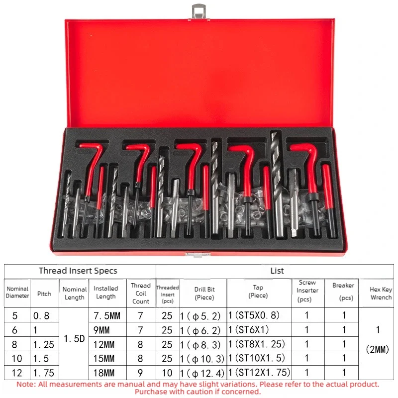 Kit Reparo de Rosca Métrica TINSOL M5 M6 M8 M10 M12 131 Peças - Imagem 4