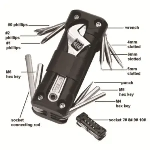 Kit Ferramentas Multifuncionais Reparo Pneu Moto Bicicleta