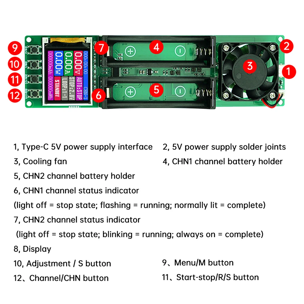 Testador de Bateria 18650 2 Canais Capacidade Resistência Interna - Imagem 4
