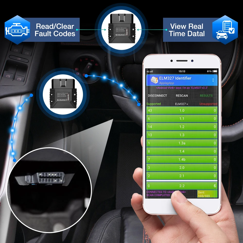 Scanner Automotivo Vgate vLinker MC+ ELM327 OBD2 Bluetooth 4.0 - Imagem 6
