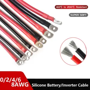 Cabo de Bateria Automotivo 8AWG a 0AWG Silicone Terminal Anel
