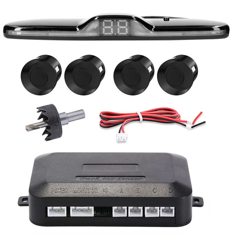 sensor de estacionamento 4 sensores display led 12v