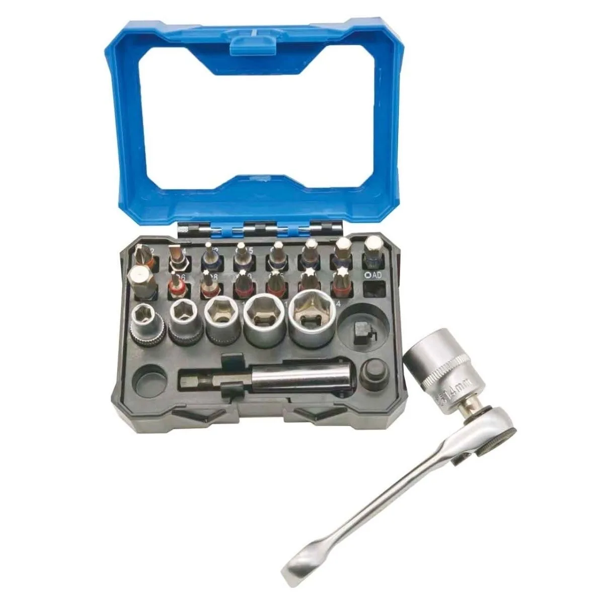 Kit Soquete Catraca 60T 1/4 Bits 3-25mm Aço CR-V Reparo Moto Bicicleta - Imagem 2