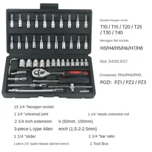 kit ferramentas reparo automotivo 46 peças