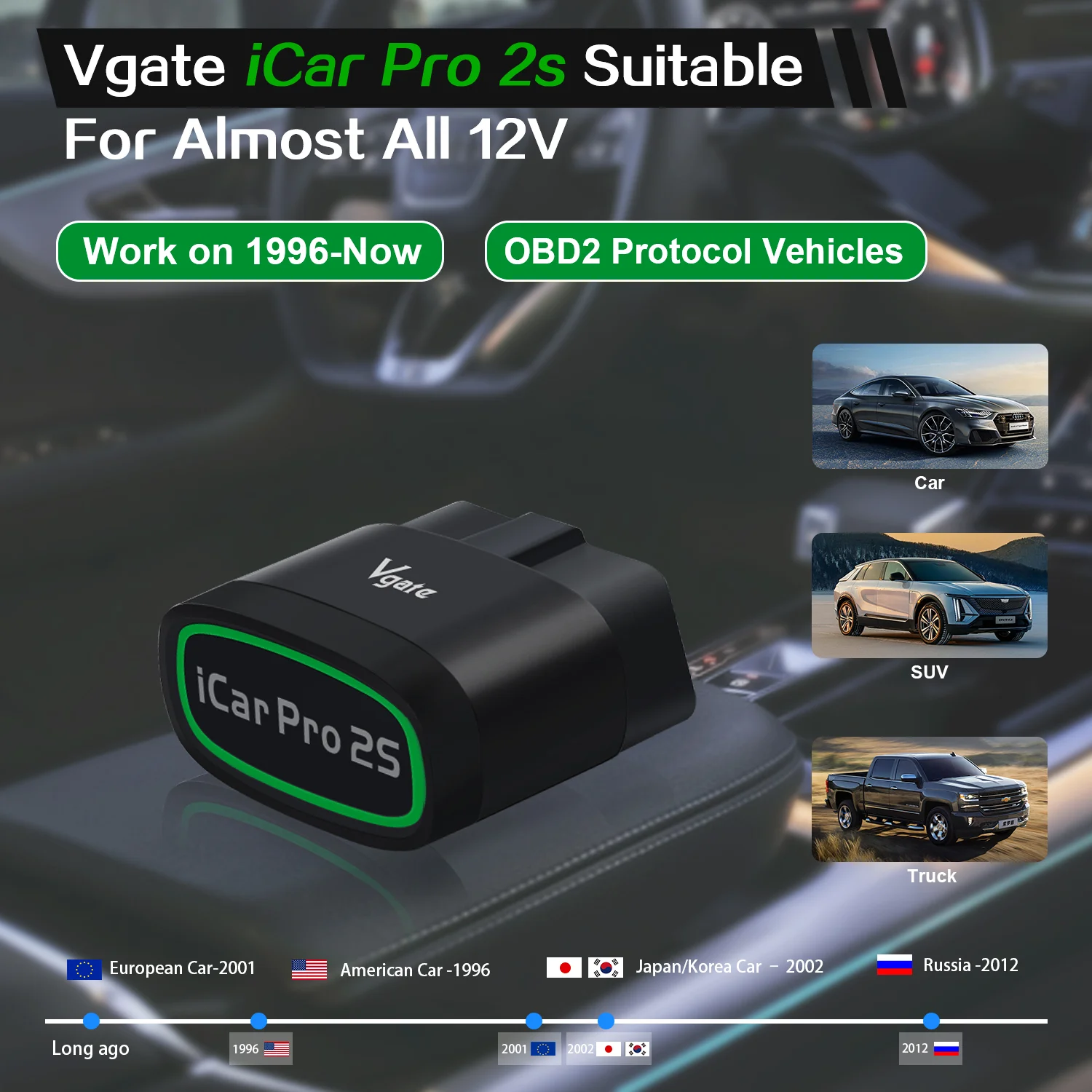 Scanner OBD2 Bluetooth 5.2 Vgate iCar Pro 2S para Android iOS - Imagem 3