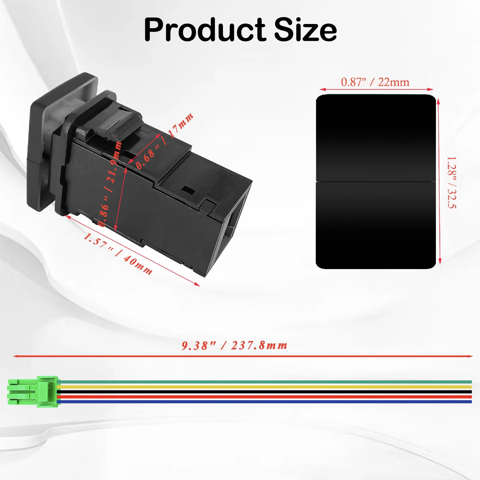 Botão Duplo Liga/Desliga 3A/12V 32.5x22mm para Toyota Hilux RAV4 - Imagem 2