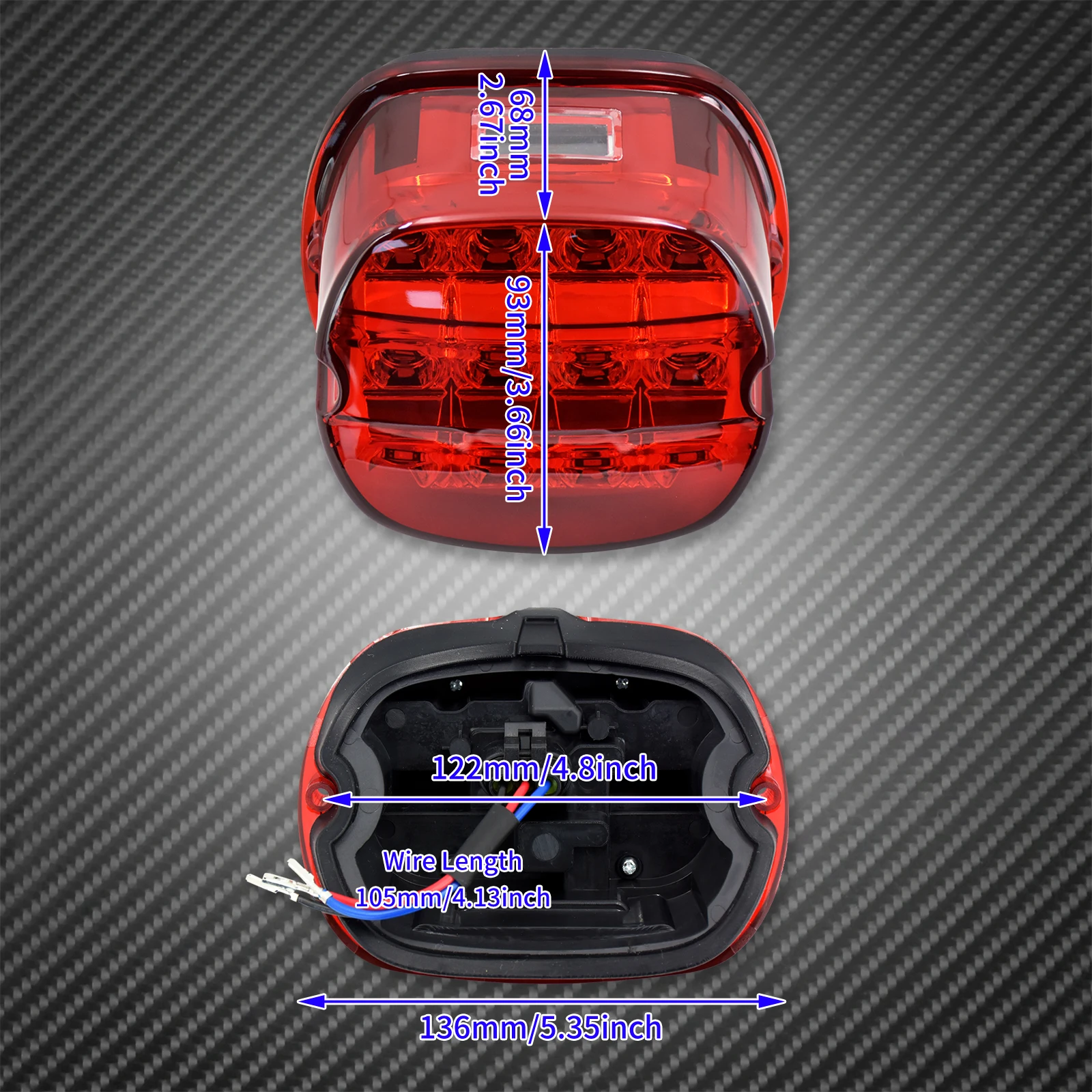 Luz Traseira LED para Moto 12V Lente Fumê Vermelha - Imagem 2