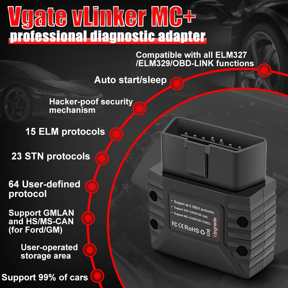 Scanner Automotivo Vgate vLinker MC+ ELM327 OBD2 Bluetooth 4.0 - Imagem 3