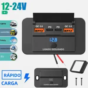 adaptador carregador veicular usb 12v 24v