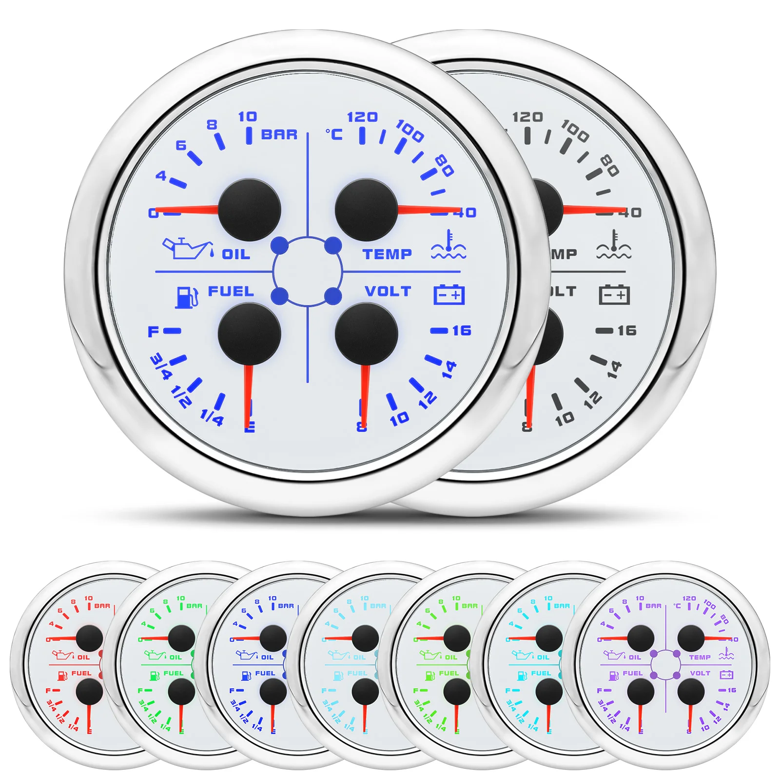 Medidor Multifuncional 4 em 1 85mm 12V Alarme - Imagem 6