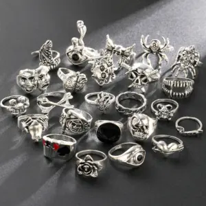 anel esqueleto gótico unissex