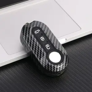 capa chave fiat 3 botões abs carbono