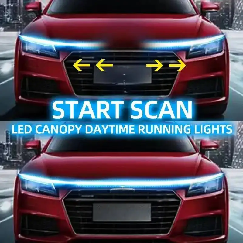 luz diurna led flexível capô carro 12v