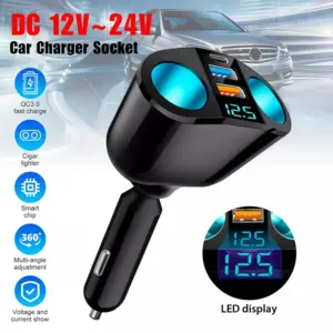 carregador veicular usb display digital
