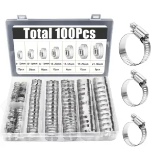 kit 100 abraçadeiras de mangueira aço inoxidável