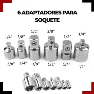 jogo de soquetes com adaptador 1/4 3/8