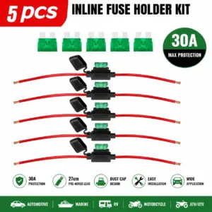kit porta-fusíveis em linha 12v 30a