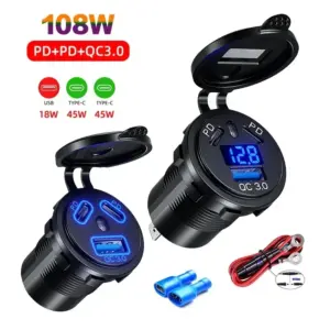 carregador veicular usb 108w
