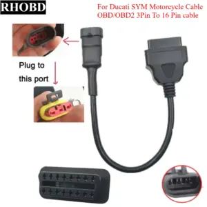 cabo adaptador obd2 3 pinos motocicleta