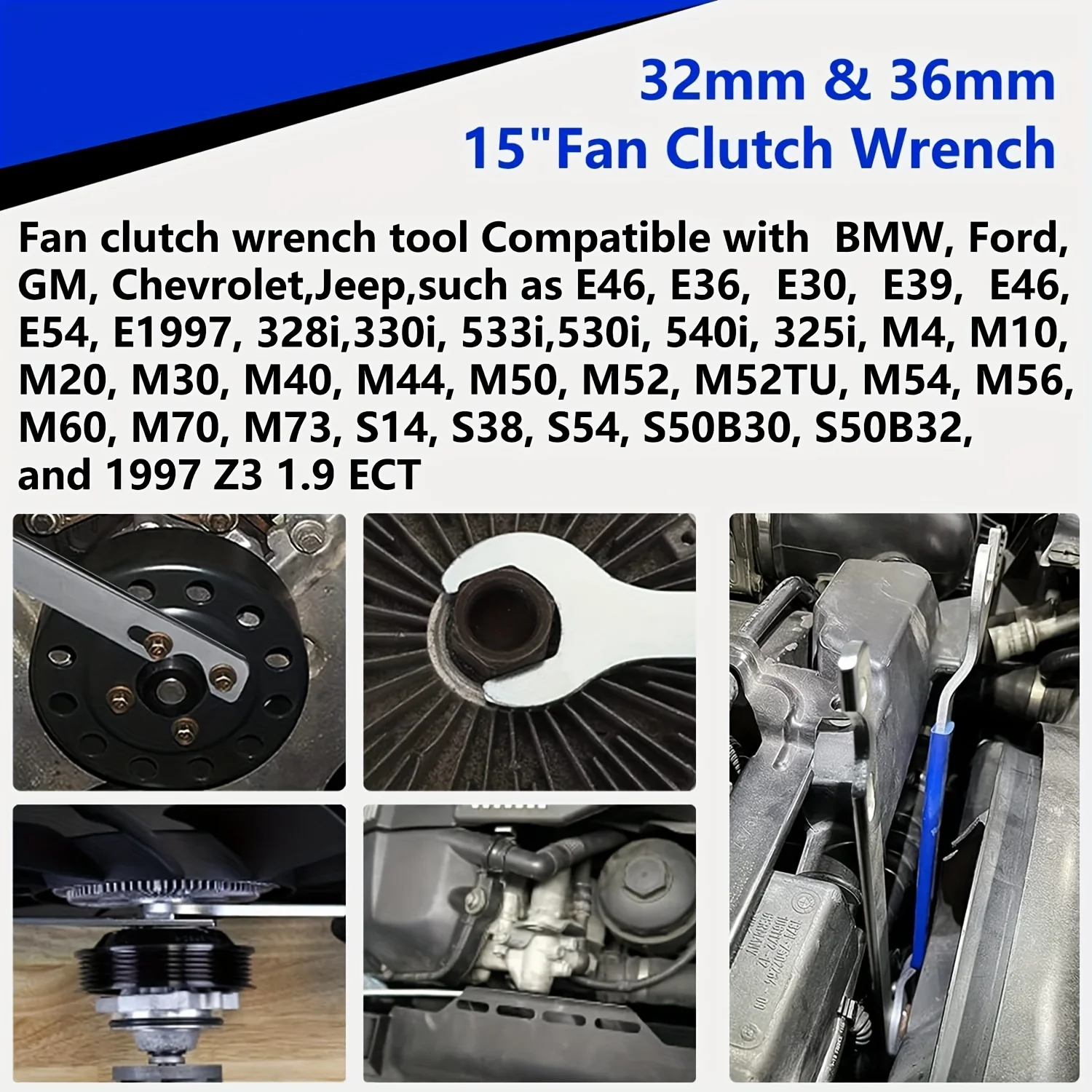 Kit Chave Embreagem Ventilador 32mm 36mm com Suporte para Polia - Imagem 6