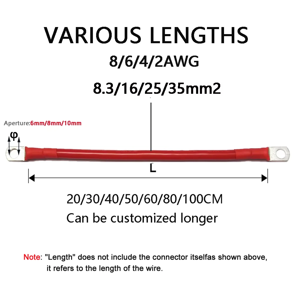 Cabo de Bateria Automotivo 8AWG a 0AWG Silicone Terminal Anel - Imagem 3