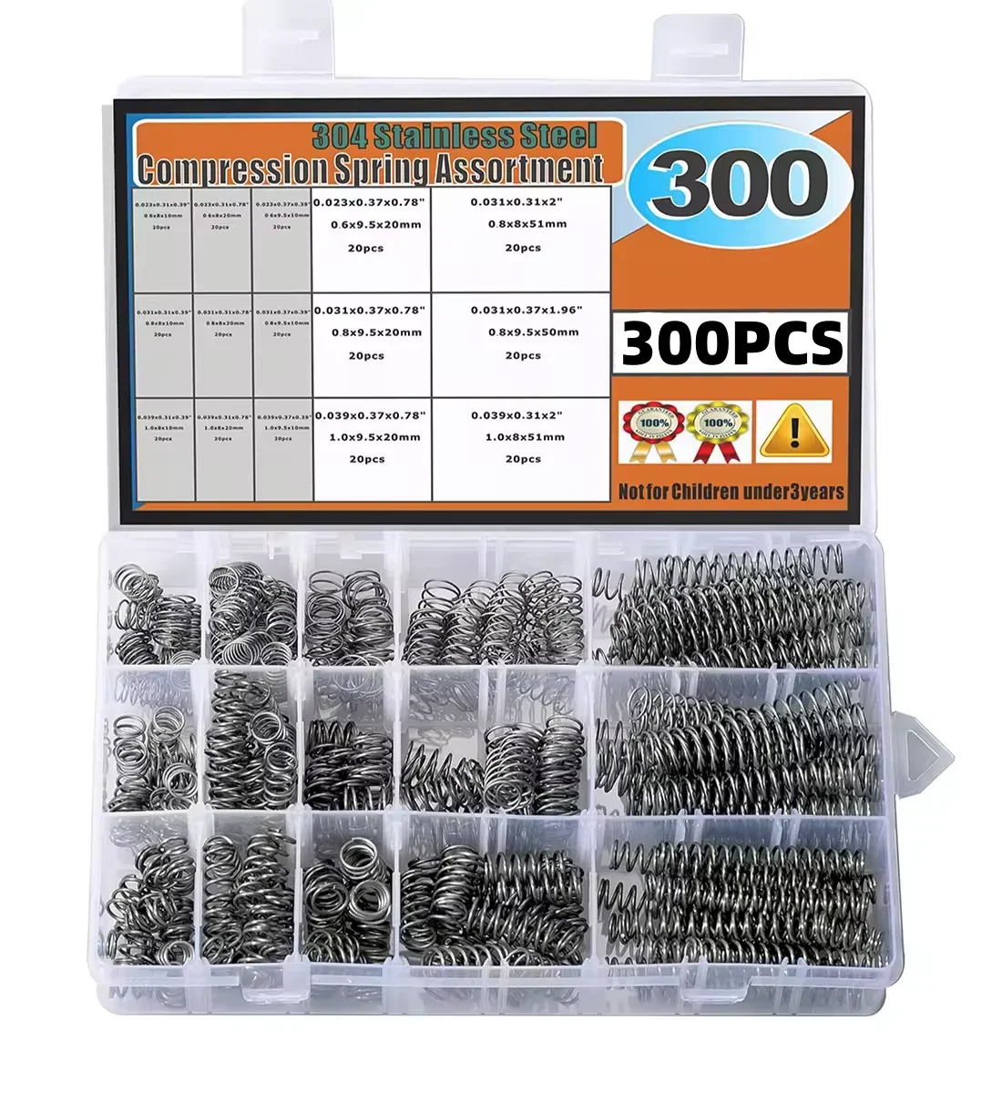 Kit 300 Molas de Compressão Aço Inox 304 15 Tamanhos - Imagem 2