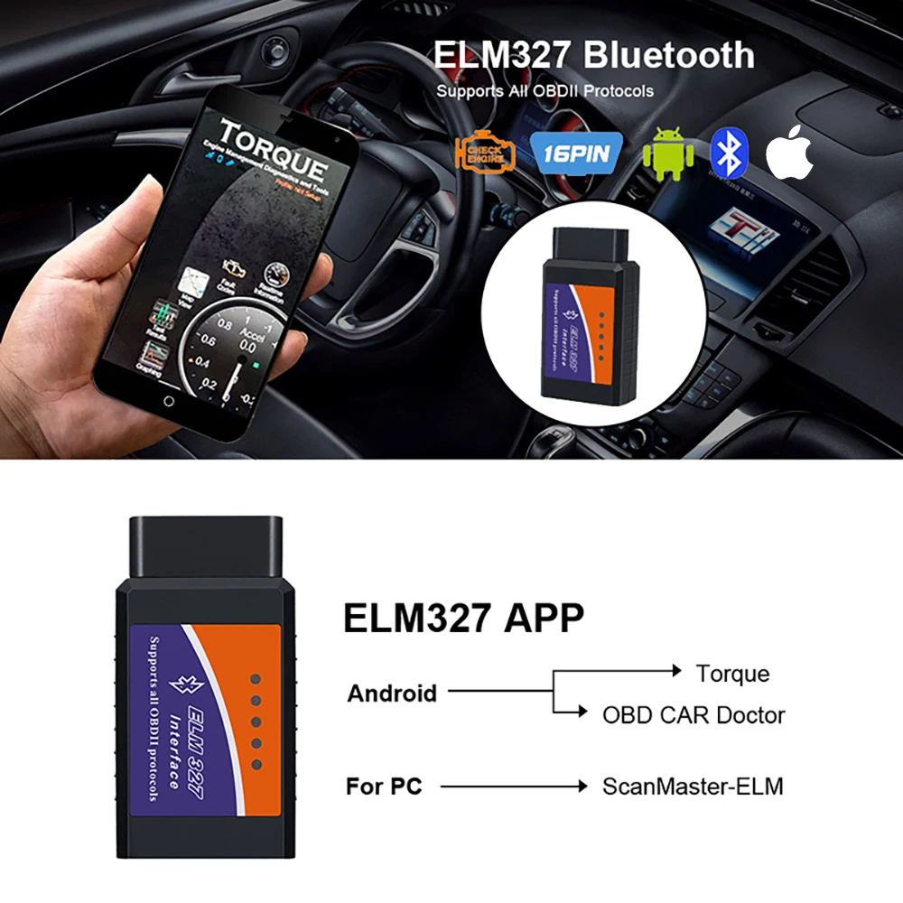 Scanner automotivo ELM327 v2.1 OBD2 Bluetooth para Android/iOS - Imagem 3