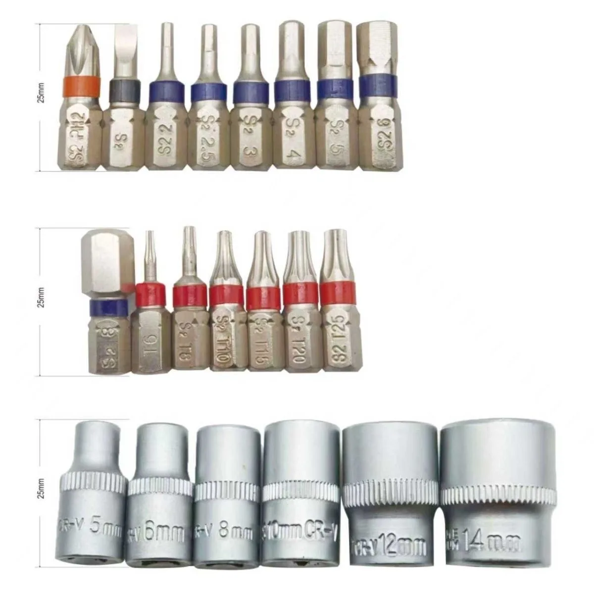 Kit Soquete Catraca 60T 1/4 Bits 3-25mm Aço CR-V Reparo Moto Bicicleta - Imagem 6